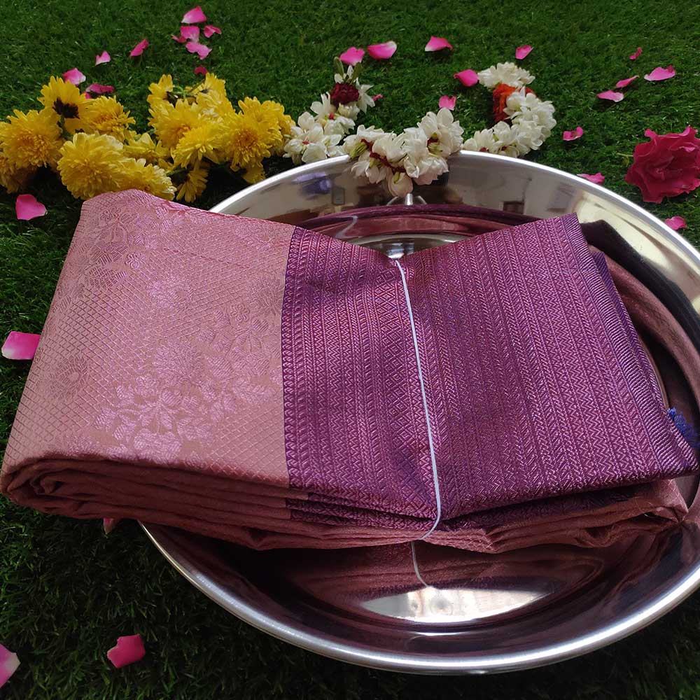 Rose Gold Radiance: Pink Zari Kanjivaram Silk Sarees