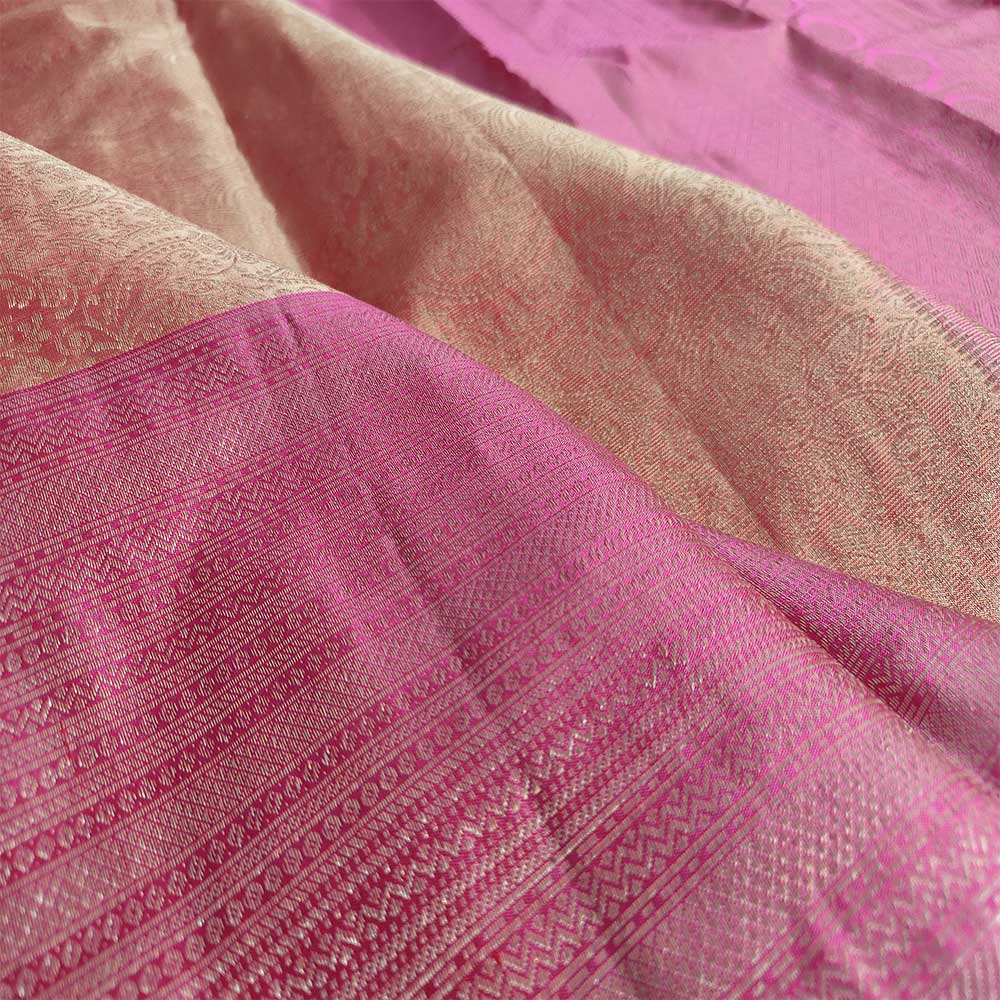 Abbey Blossom: Pink Zari Kanjivaram Silk Sarees