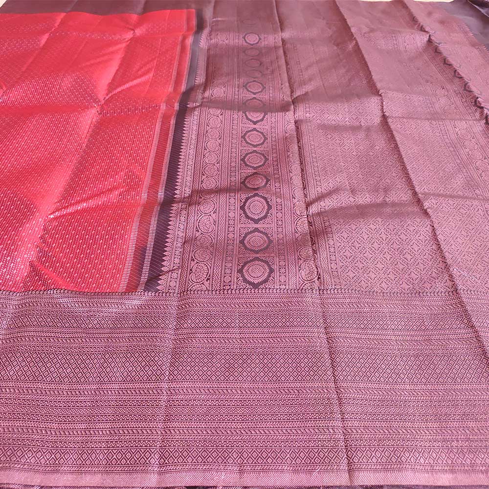 Amaranth Purple Charm: Pink Zari Kanjivaram Silk Sarees
