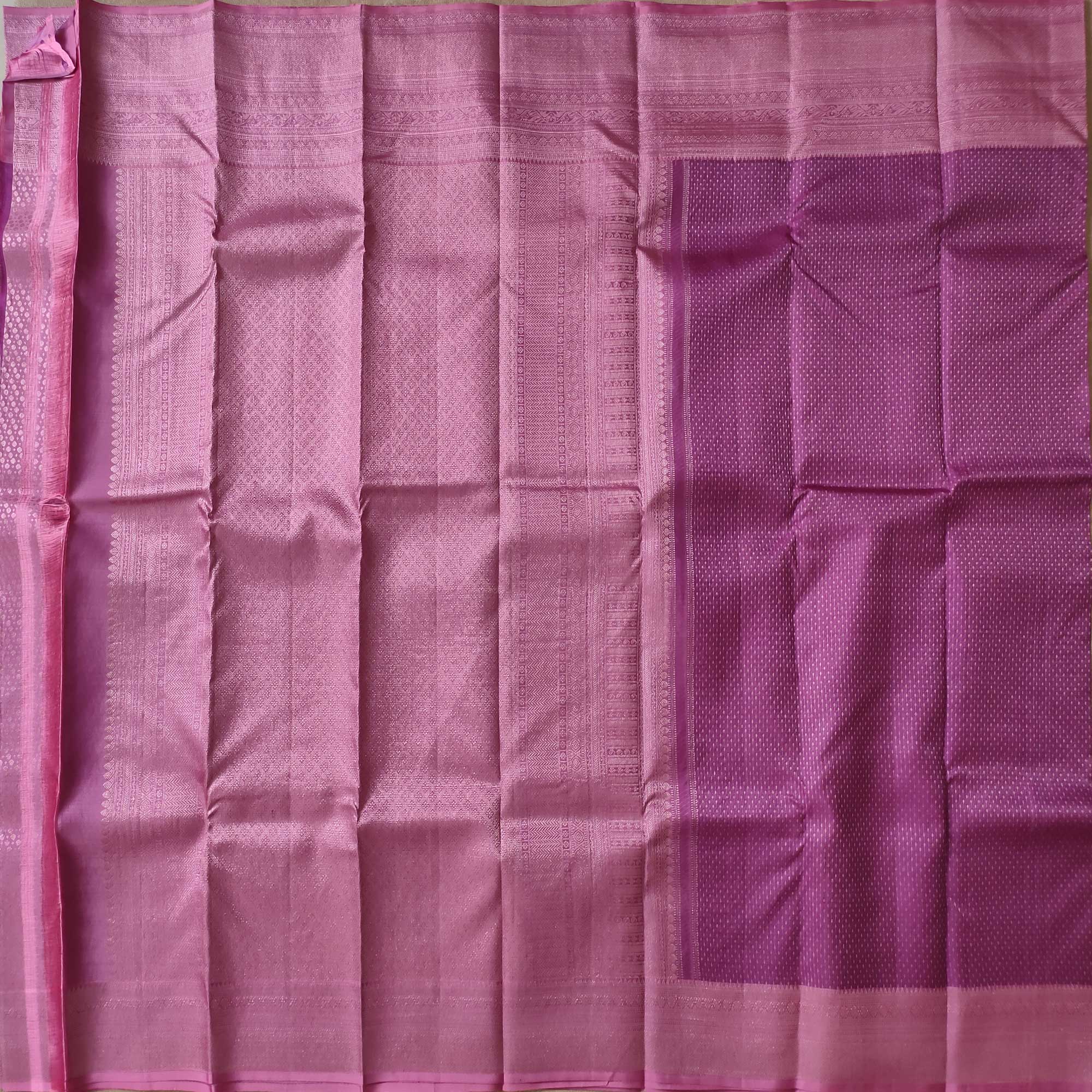 Elegant French Plum: Pink Zari Kanjivaram Silk Sarees