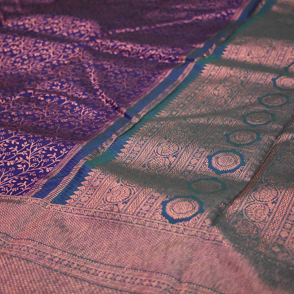 Luxurious Copper Zari Embellished Kanjivaram in Cadbury Purple