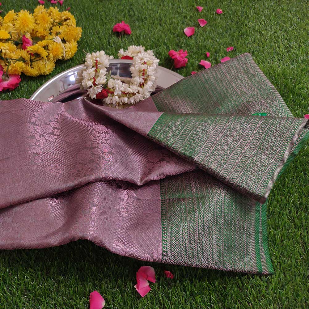 Mystic Blush: Finn Color Pink Zari Kanjivaram Silk Sarees